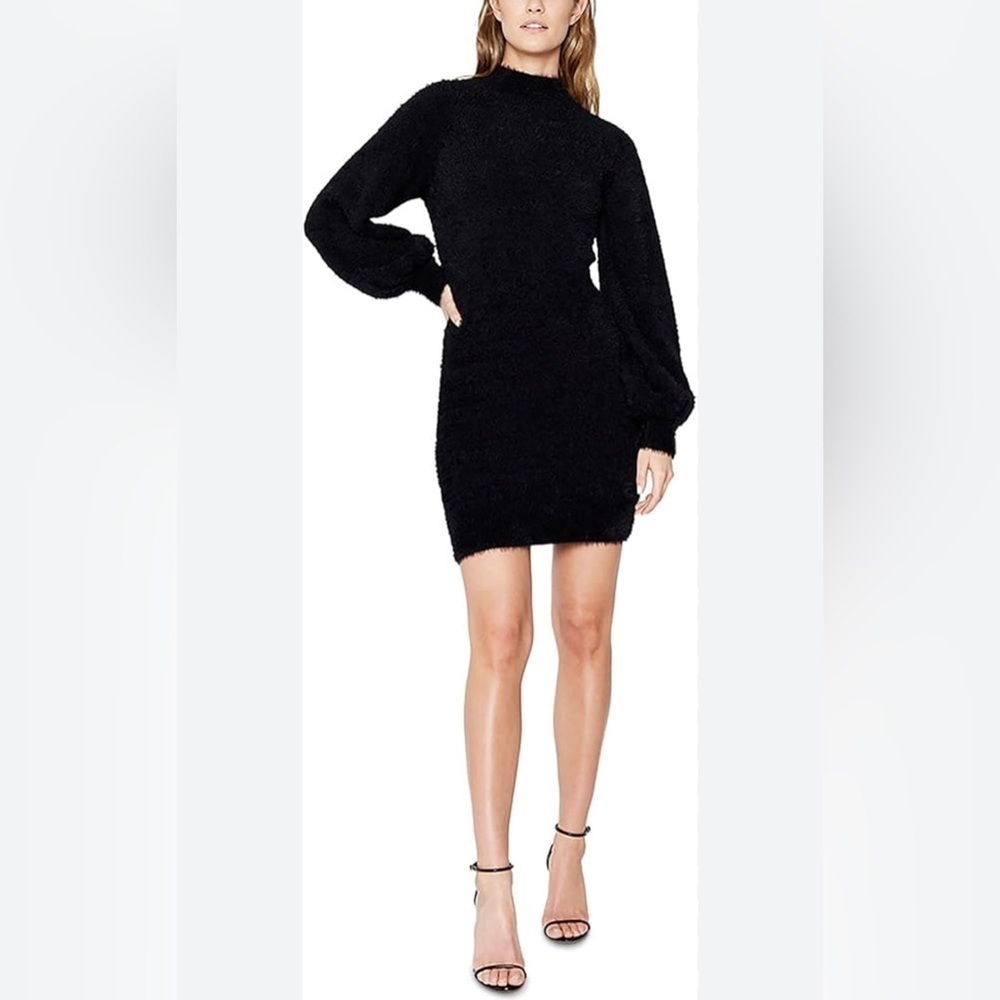 🆕 Bardot Bell Sleeve Sweater Mini Dress In Black Sz Small